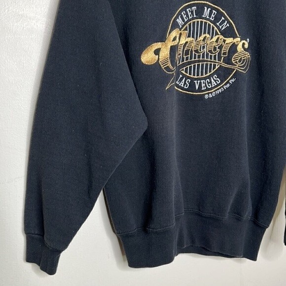 CHEERS BAR LAS VEGAS BLACK AND GOLD CREWNECK SWEATSHIRT 1993 WOMENS MEDIUM - Picture 4 of 6